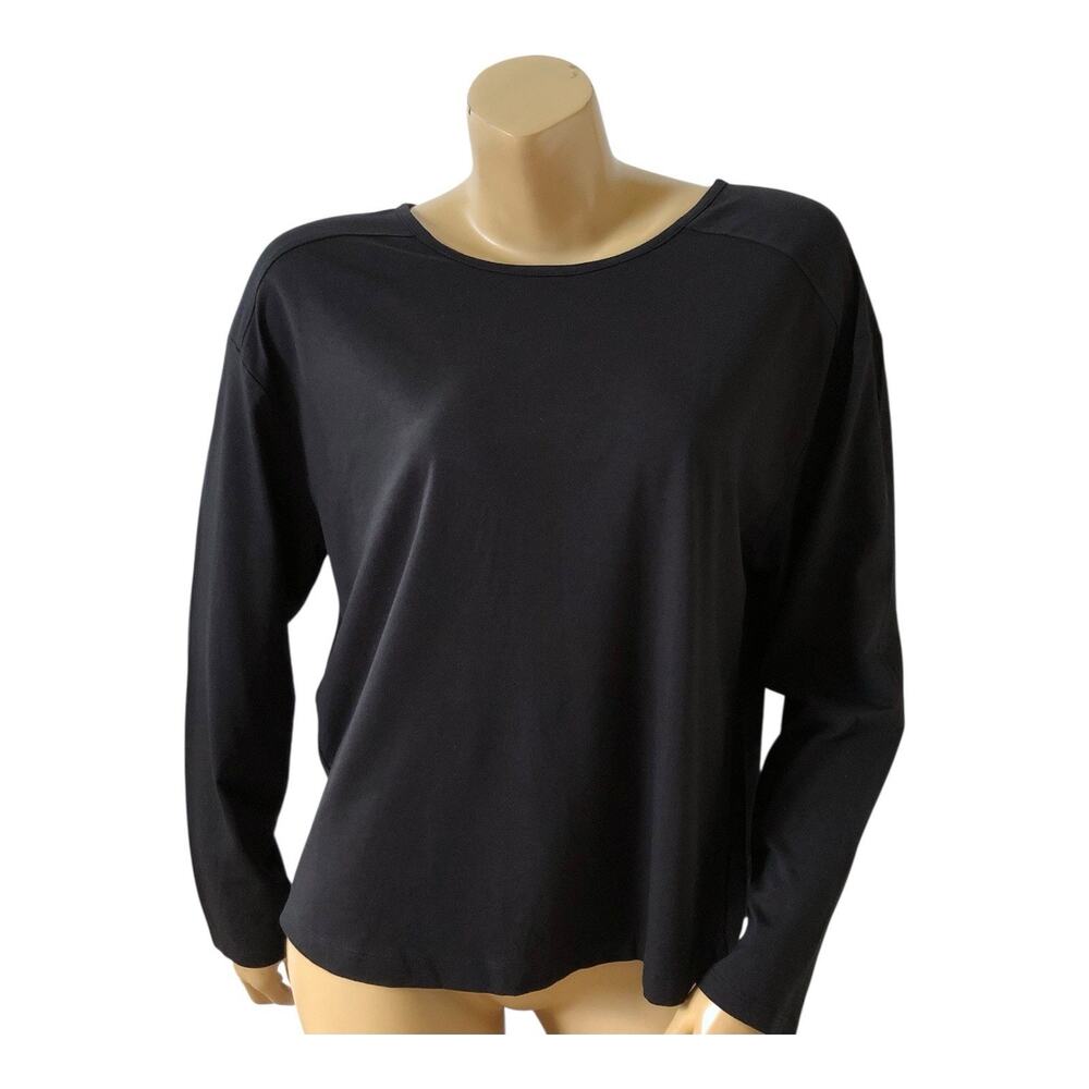Members Mark Active Tee Womens Size M Black Long Sleeve Modal Stretch Open Back